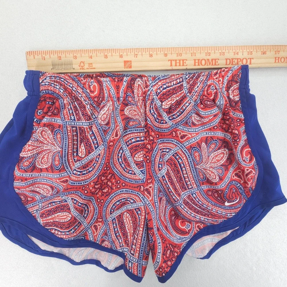Nike Shorts Womens Large Red Blue Tempo Paisley Dri FIT Lined Running Athletic